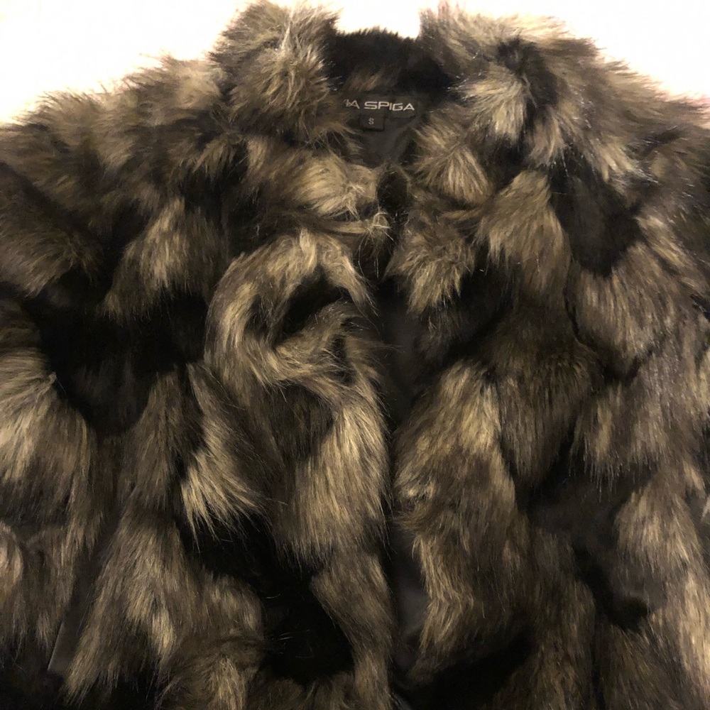 Via Spiga Faux Fur Multi Color Coat
